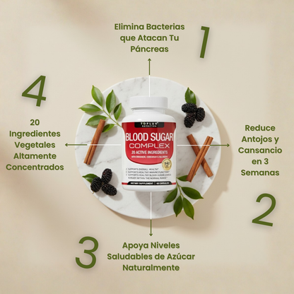 BLOOD SUGAR COMPLEX | Fórmula Natural con 20 Ingredientes Activos
